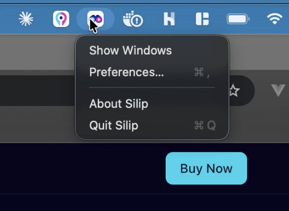 Silip in the macOS menu bar